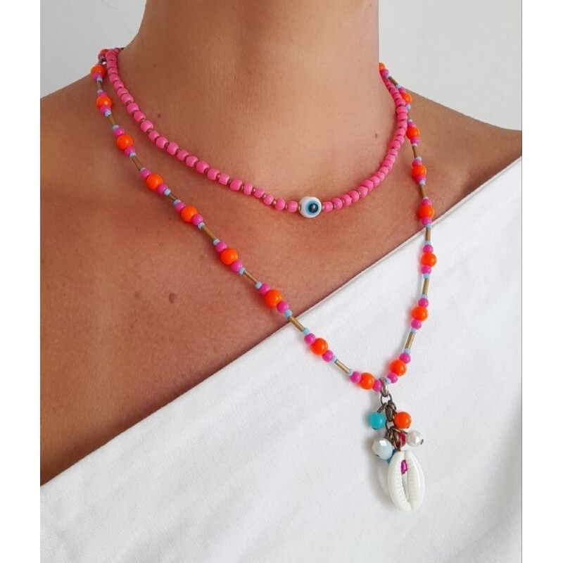 Conjunto de Colares Femininos  Pingente Búzios | Estilo Boho Chi
