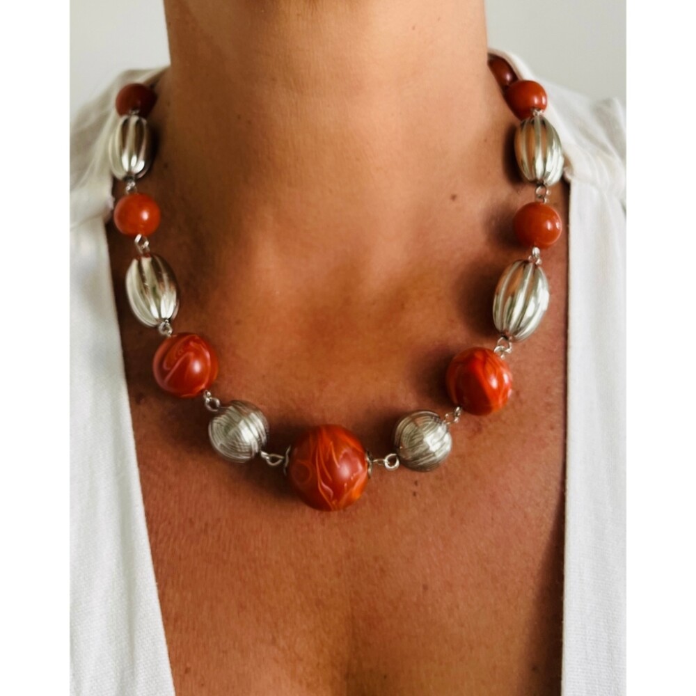 Colar Feminino Terracota Elegante I Fashion e Sofisticado