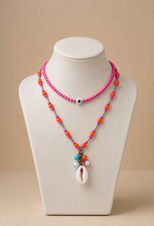 Conjunto de Colares Femininos  Pingente Búzios | Estilo Boho Chic