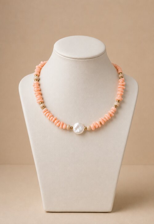 Colar Choker Salmão com Cristais |  Tendência Moda Feminina
