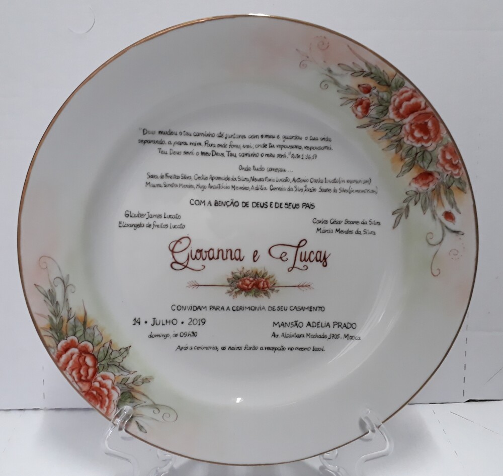 Prato com Convite de Casamento