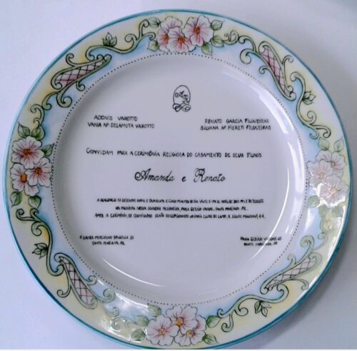 Prato com Convite de Casamento