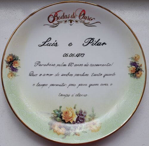 Prato Bodas de Ouro