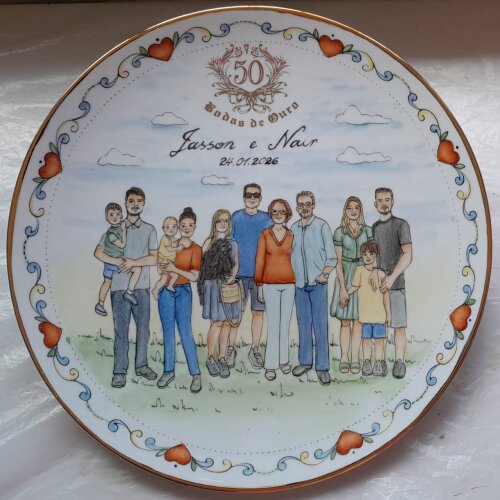 Prato Bodas de Ouro com Família