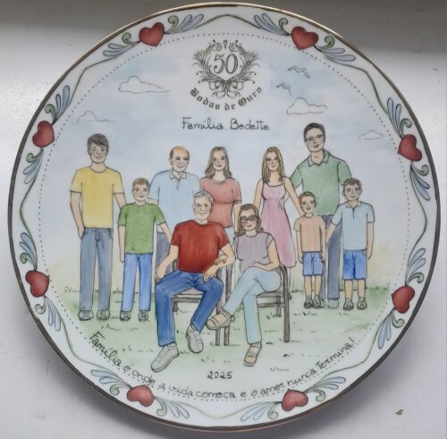 Prato Bodas de Ouro com Família