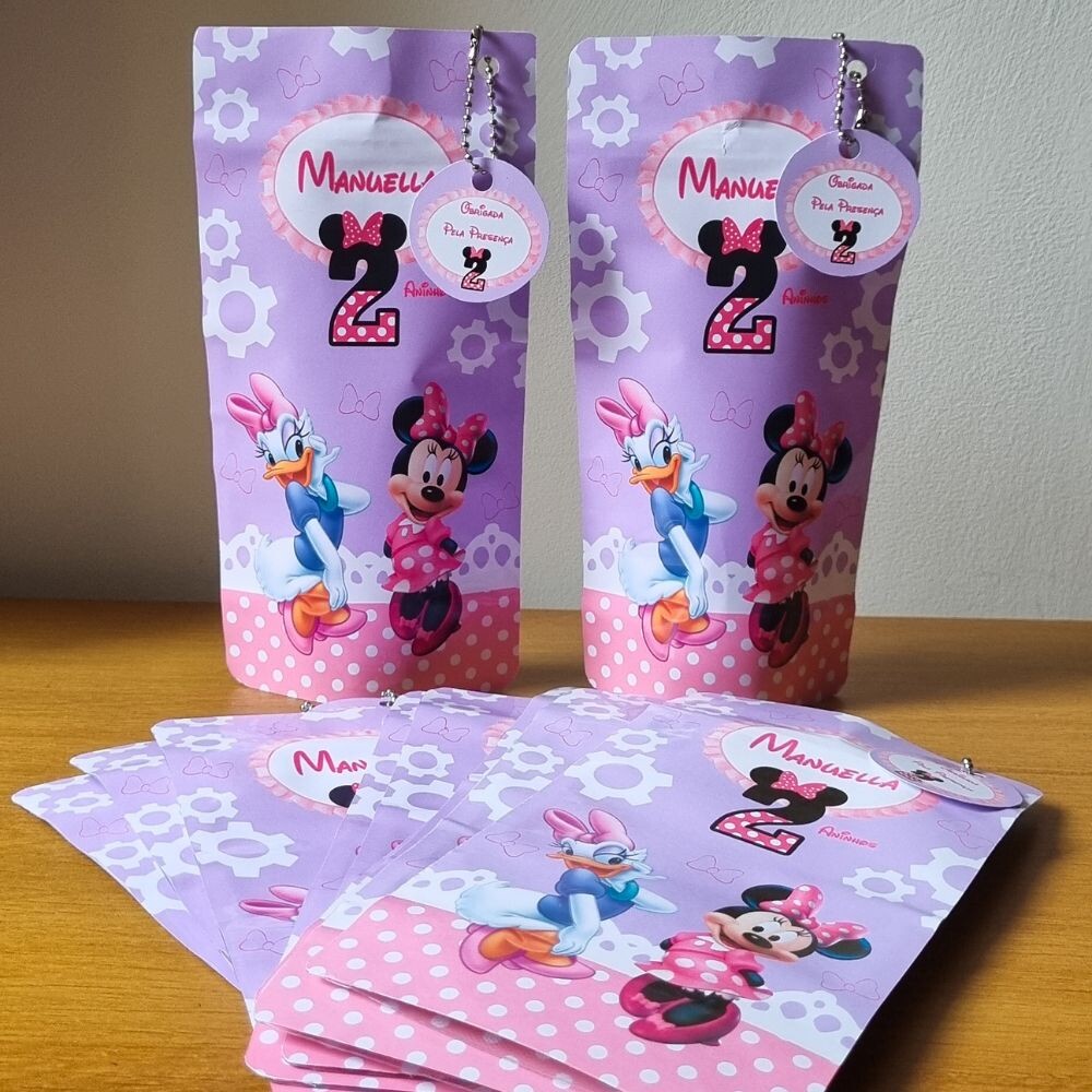 Saco Zip Lock 10x17 Lembrancinha MINNIE E MARGARIDA