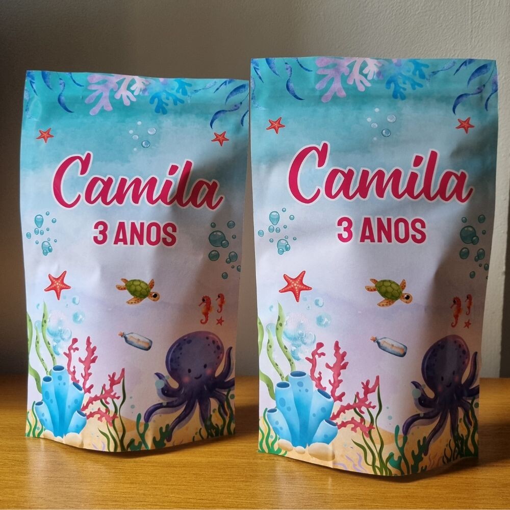 Saco Zip Lock 12x20 Lembrancinha  Fundo do mar