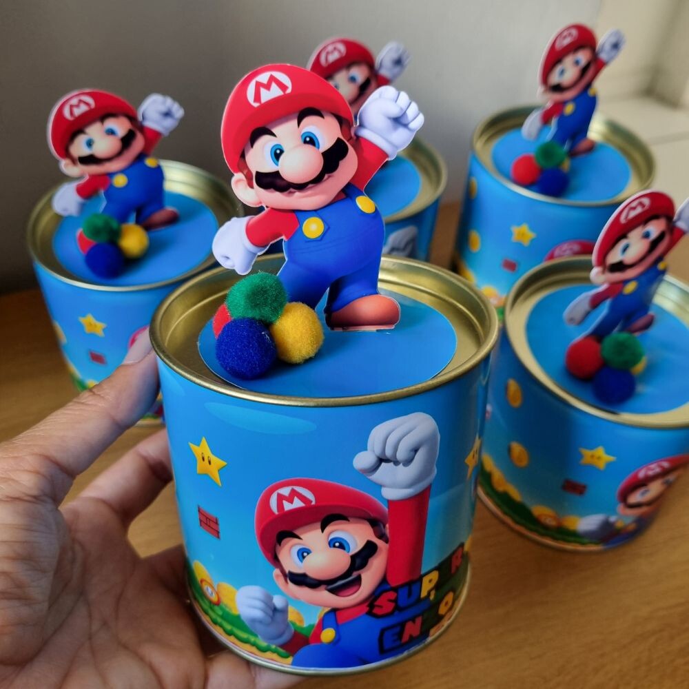 lembrancinha super Mario tubolata 9x9 com aplique 3D