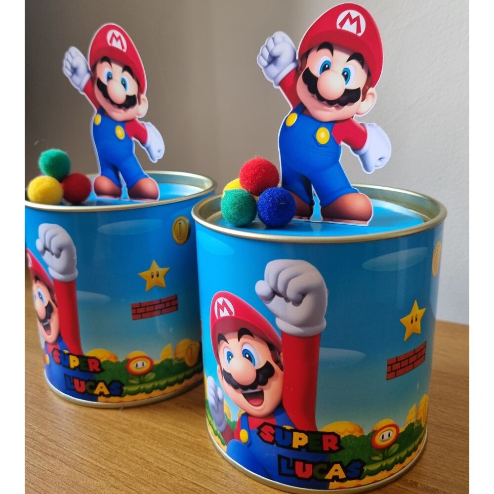 lembrancinha super Mario tubolata 9x9 com aplique 3D