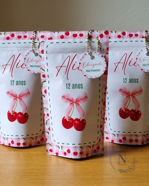Saco Zip Lock 10x17 Lembrancinha Cerejinha