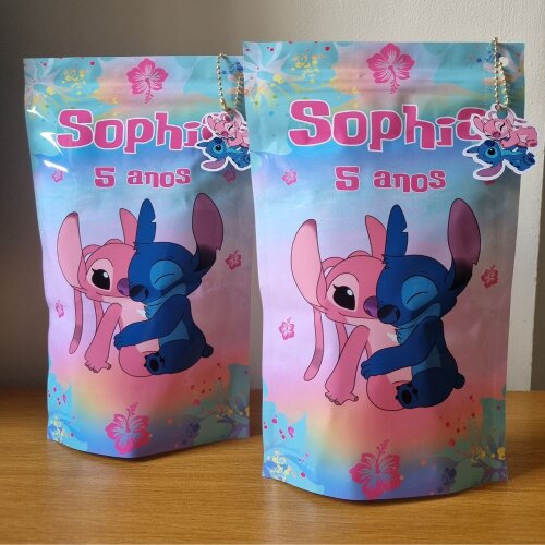 Saco Zip Lock 12x20 Lembrancinha  stitch
