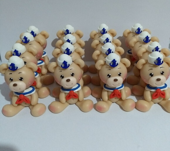 Aplique ursinho marinheiro em biscuit