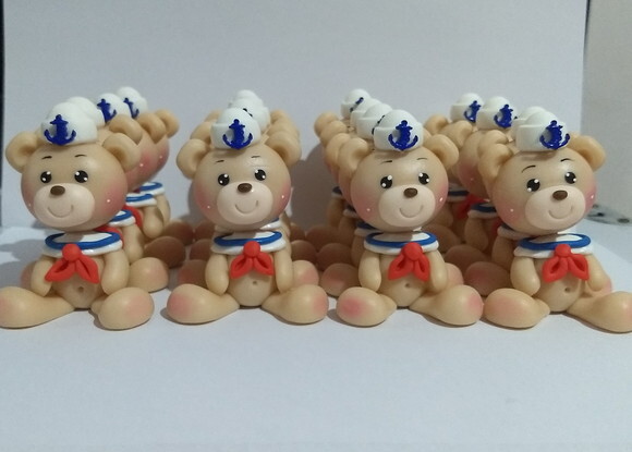Aplique ursinho marinheiro em biscuit