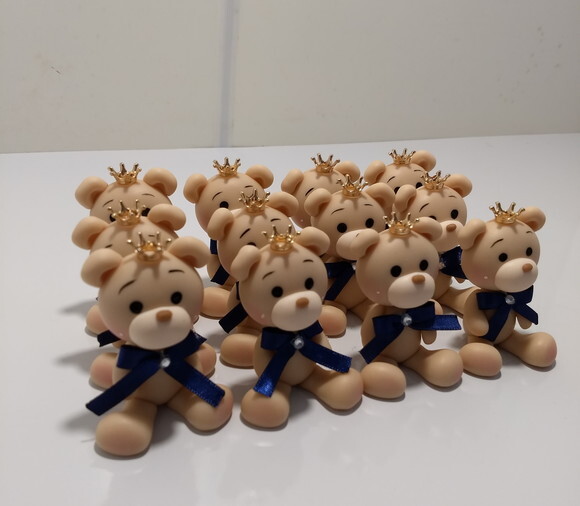 Aplique ursinho príncipe em biscuit