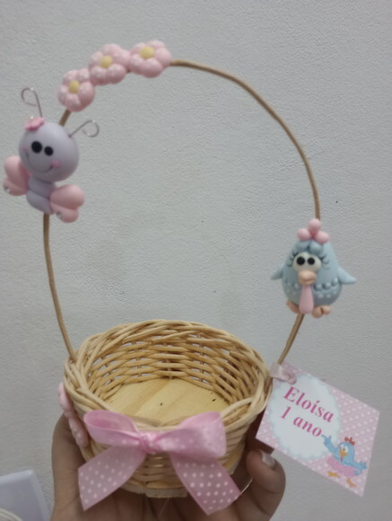 Cesta Centro de Mesa Galinha Pintadinha Candy Color