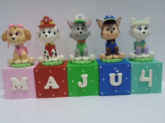 Cubos Decorados Patrulha Canina em Biscuit