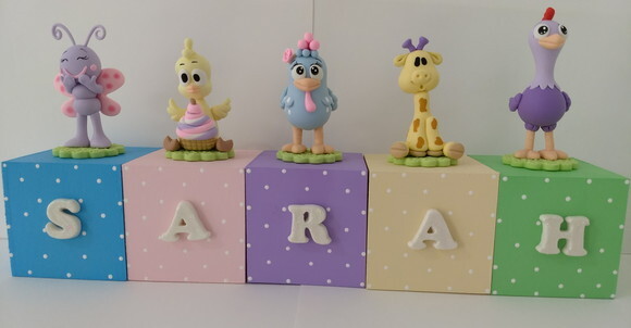 Cubos Decorados Tema Galinha Pintadinha Candy Color