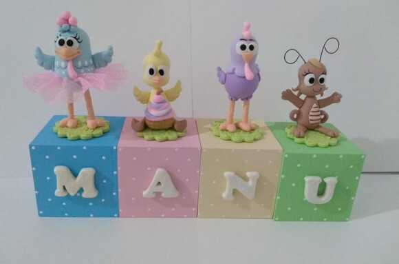 Cubos Decorados Tema Galinha Pintadinha Candy Color
