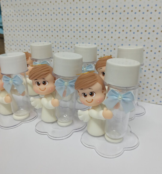 Lembrancinha para batizado de menino mini tubete