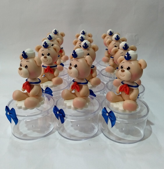 Lembrancinha ursinho marinheiro em biscuit