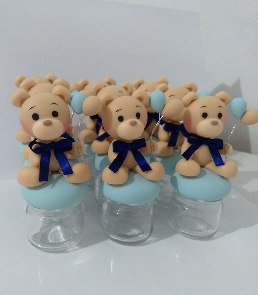Lembrancinhas ursinho com balões em biscuit