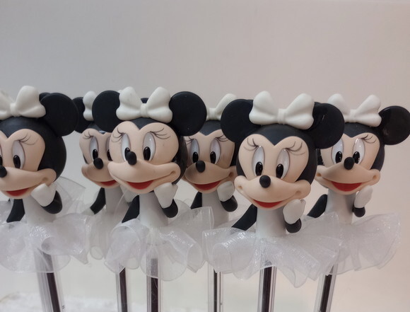 Ponteira de Lápis Minnie Noiva em Biscuit