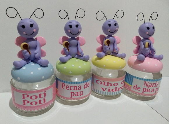 Potinho de papinha borboletinha em biscuit
