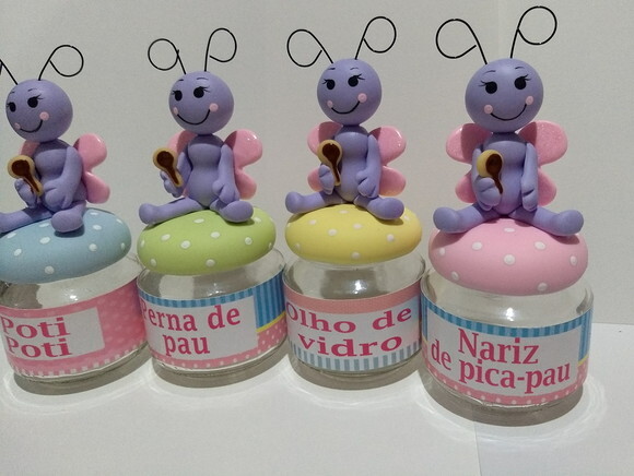 Potinho de papinha borboletinha em biscuit