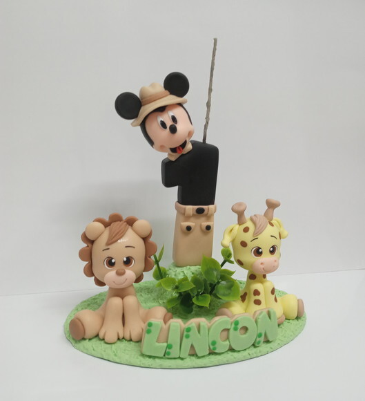 Topo de bolo Mickey safari