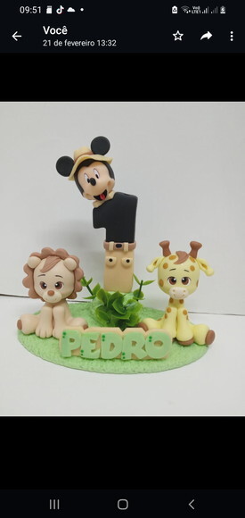 Topo de bolo Mickey safari