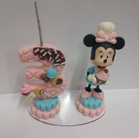 Topo de Bolo Minnie Rosa em Biscuit