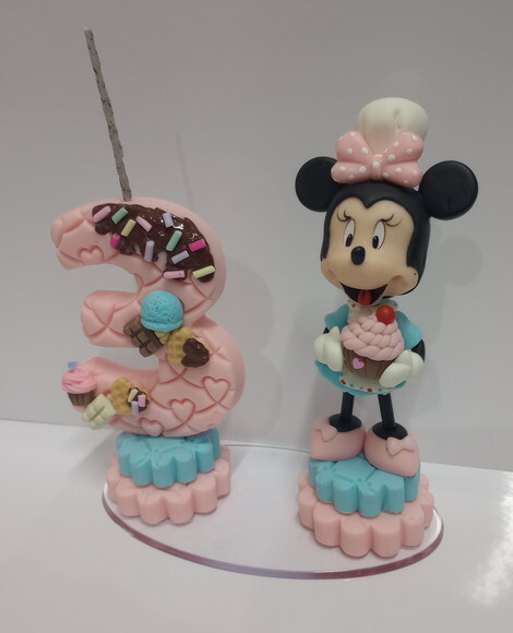 Topo de Bolo Minnie Rosa em Biscuit
