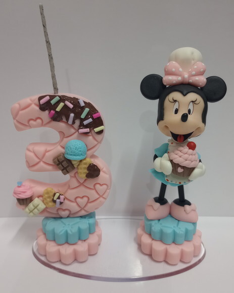Topo de Bolo Minnie Rosa em Biscuit