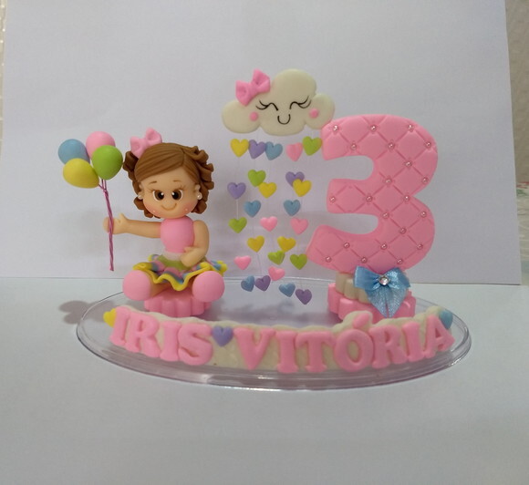 Vela chuva de amor em biscuit