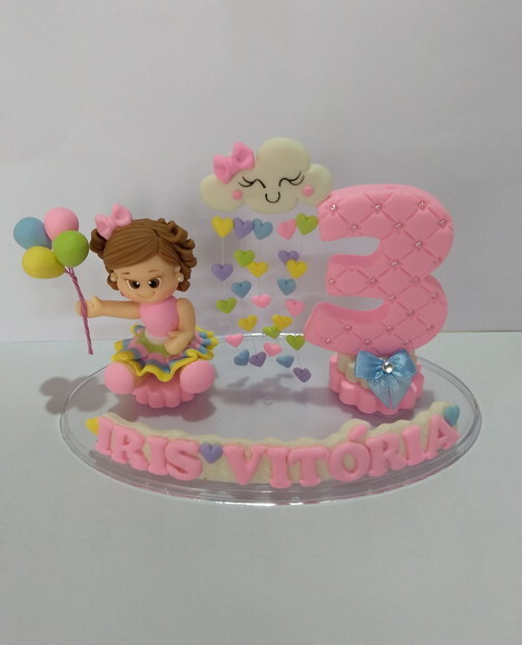 Vela chuva de amor em biscuit