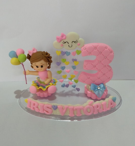 Vela chuva de amor em biscuit