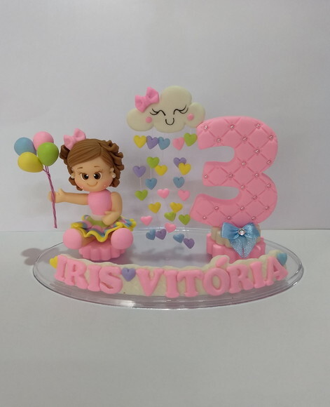 Vela chuva de amor em biscuit