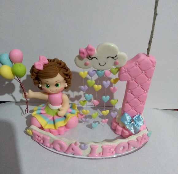 Vela chuva de amor em biscuit