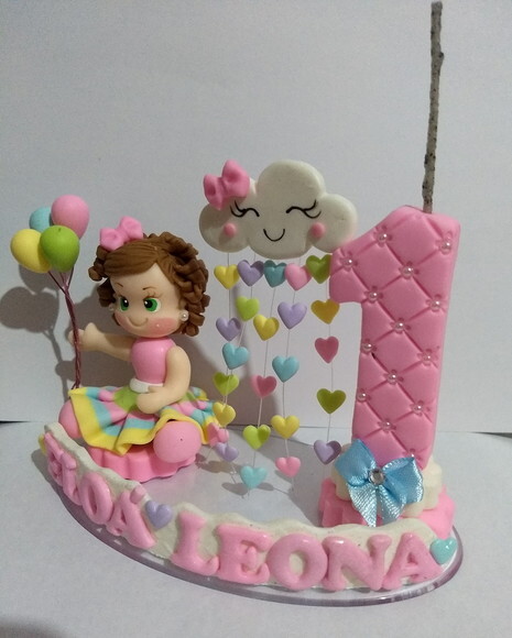 Vela chuva de amor em biscuit