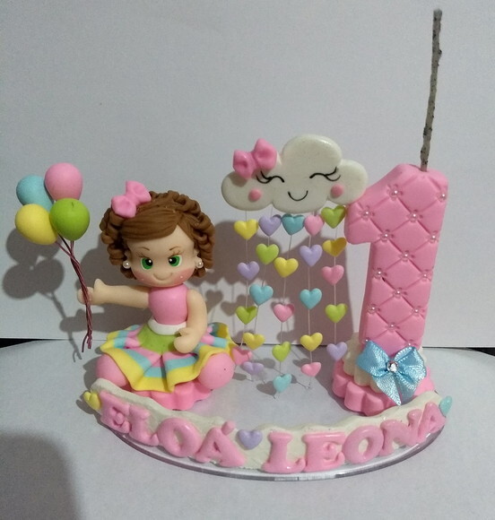 Vela chuva de amor em biscuit