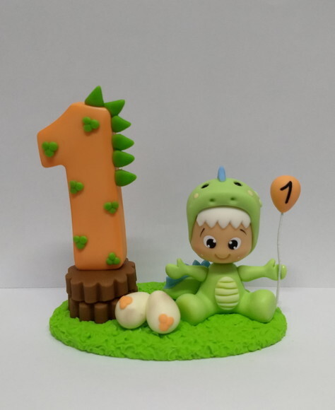 Vela dino baby em biscuit