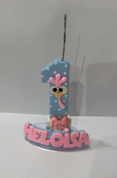Vela galinha pintadinha candy color