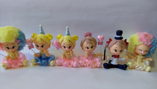 Apliques circo rosa em biscuit