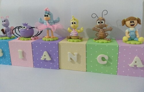 Cubos Decorados Tema Galinha Pintadinha Candy Color
