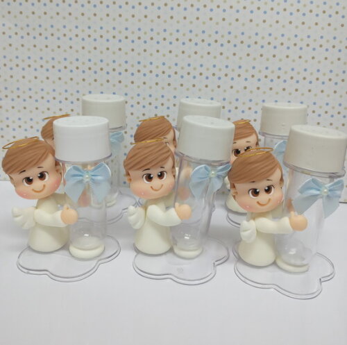Lembrancinha para batizado de menino mini tubete