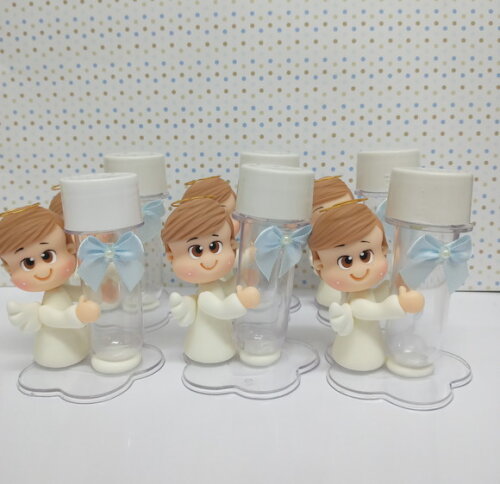 Lembrancinha para batizado de menino mini tubete