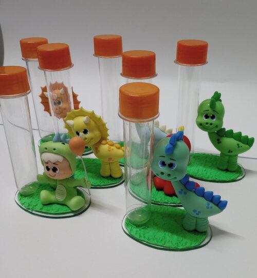 Lembrancinhas Tubete Dinossauro em Biscuit