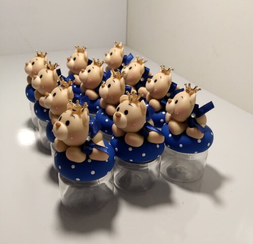 Lembrancinhas ursinho príncipe em biscuit