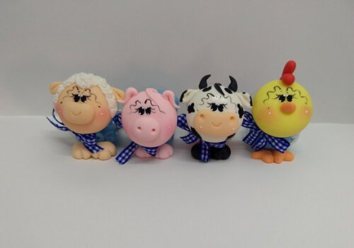 Mini baleiro tema fazendinha em biscuit