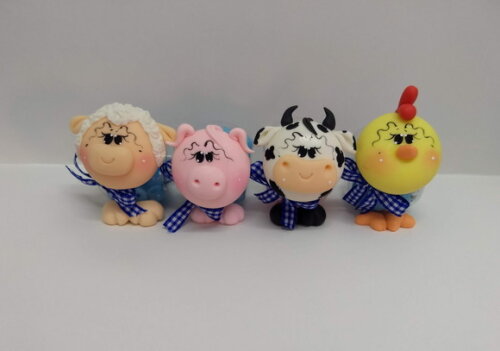 Mini baleiro tema fazendinha em biscuit